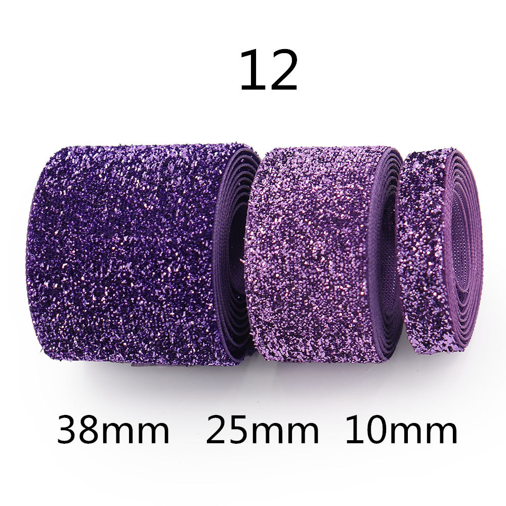 10/25/38mm Gradiens Chenille Szalag Csillogással 3 Méret Csomag