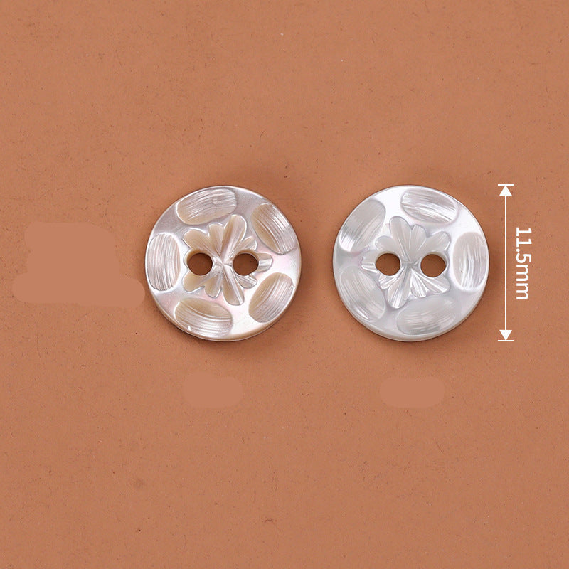 11.5mm 2-Hole Natural Troca Shell Buttons - 20pcs