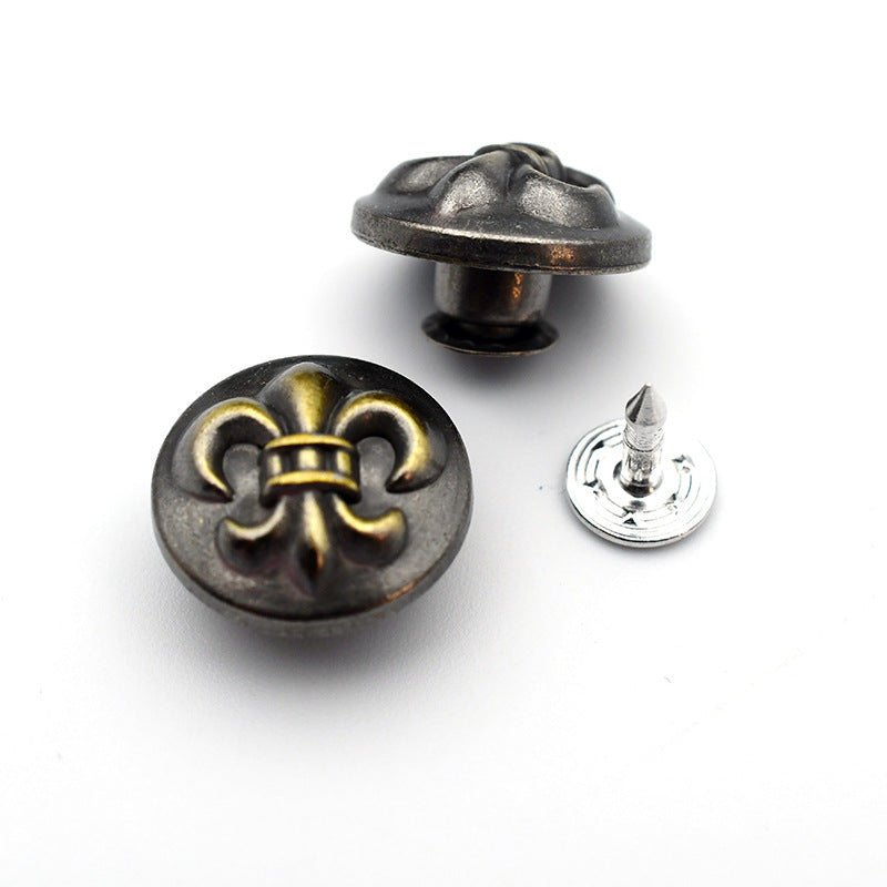 Hollow Round Metal Shank Stud Buttons for Denim Clothing 21 Pack