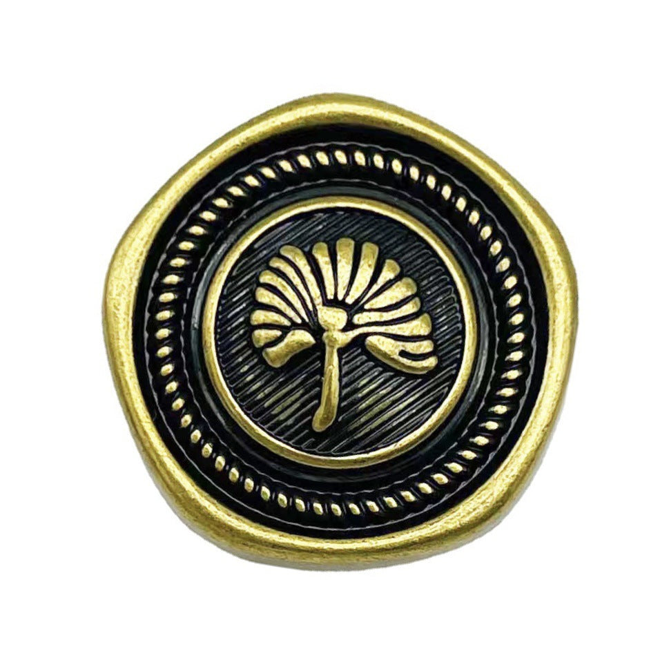 18/23mm Pentagon Vintage Apricot Leaf Metal Button 20st