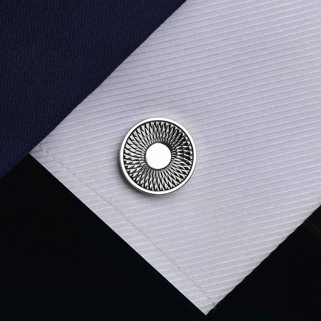18mm Men's Wedding Round Engraved Cufflinks
