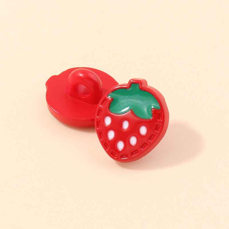 Baby Colorful Strawberry Shaped Plastic Shank Buttons 70 Pack