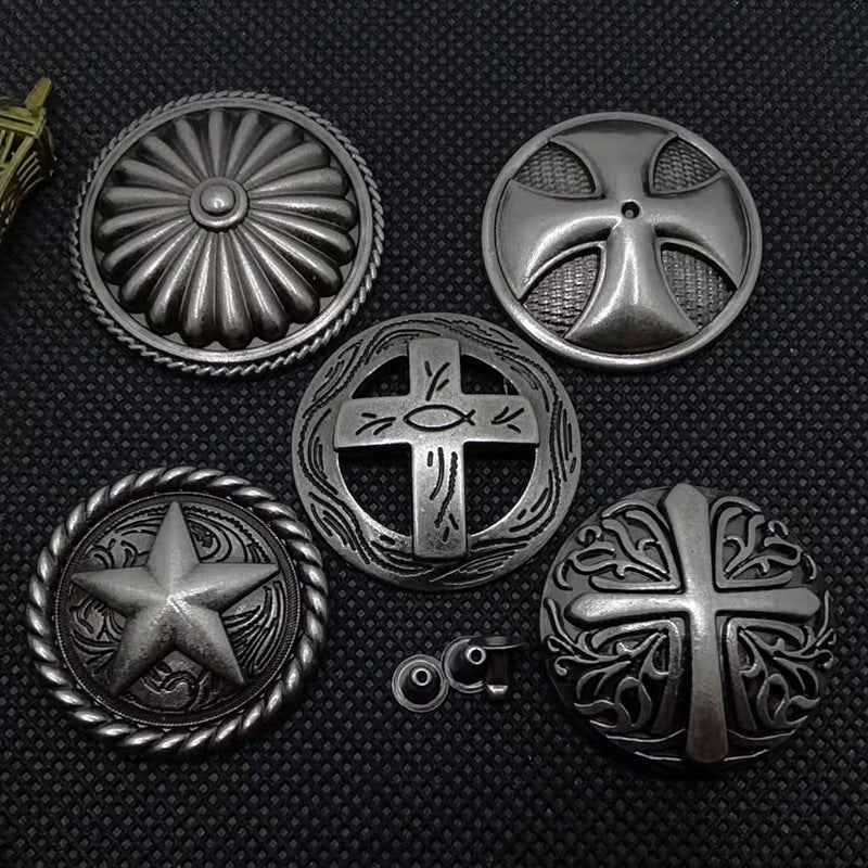 Vintage Floral Cross Studs Antique Chrysanthemum Star Rivets 20 Pack