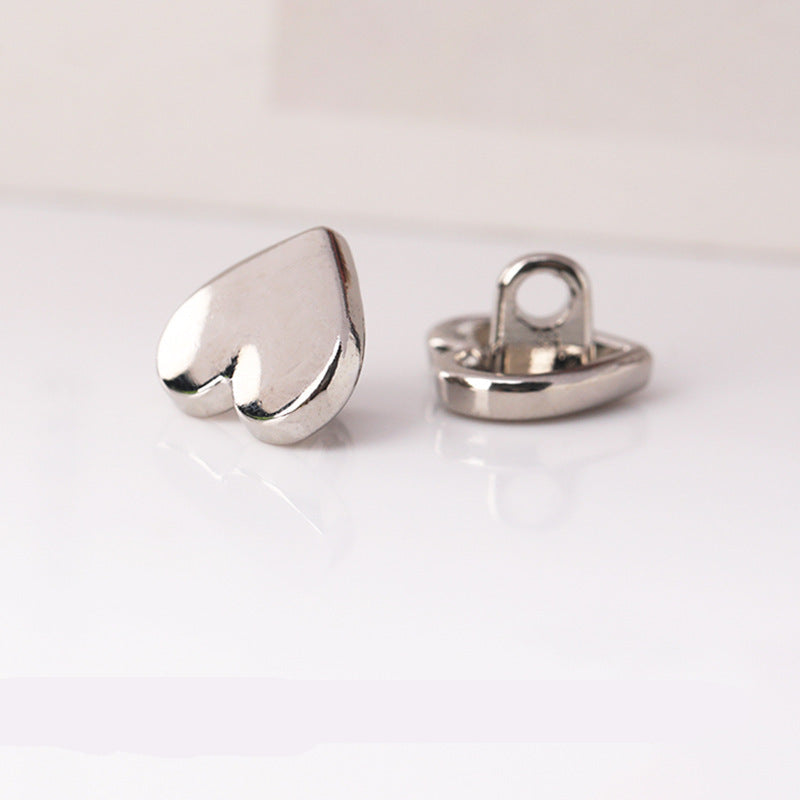 Heart Shape Metal Shank Buttons 10.5mm Set of 40 – Light Gold & Nickel