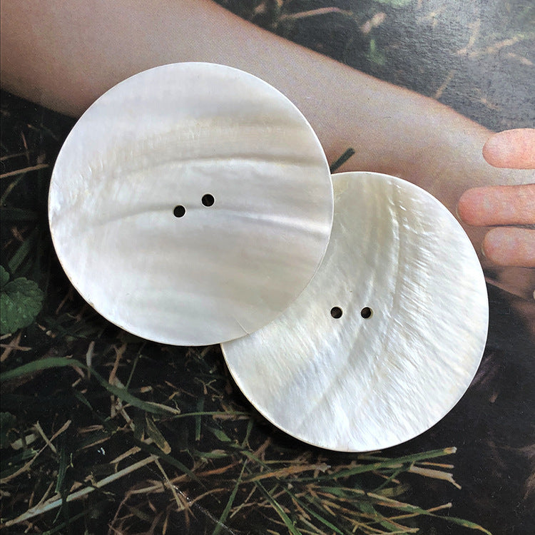 30-60mm Extra Large White Shell Round Two-Hole Buttons 10pcs