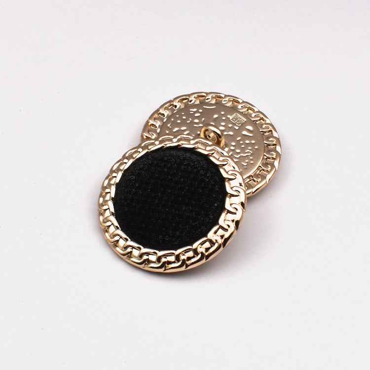 18/23/25mm Gold/Black Sequin Fabric-Covered Shank Buttons 18 Pack