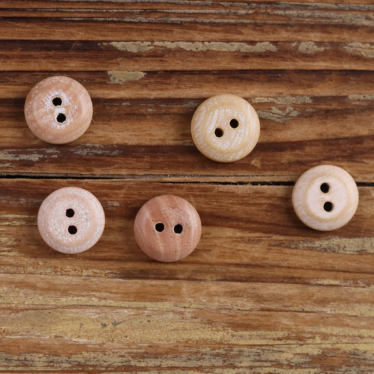 11.5mm Iridescent Wood Round 2-Hole Buttons – Set of 30