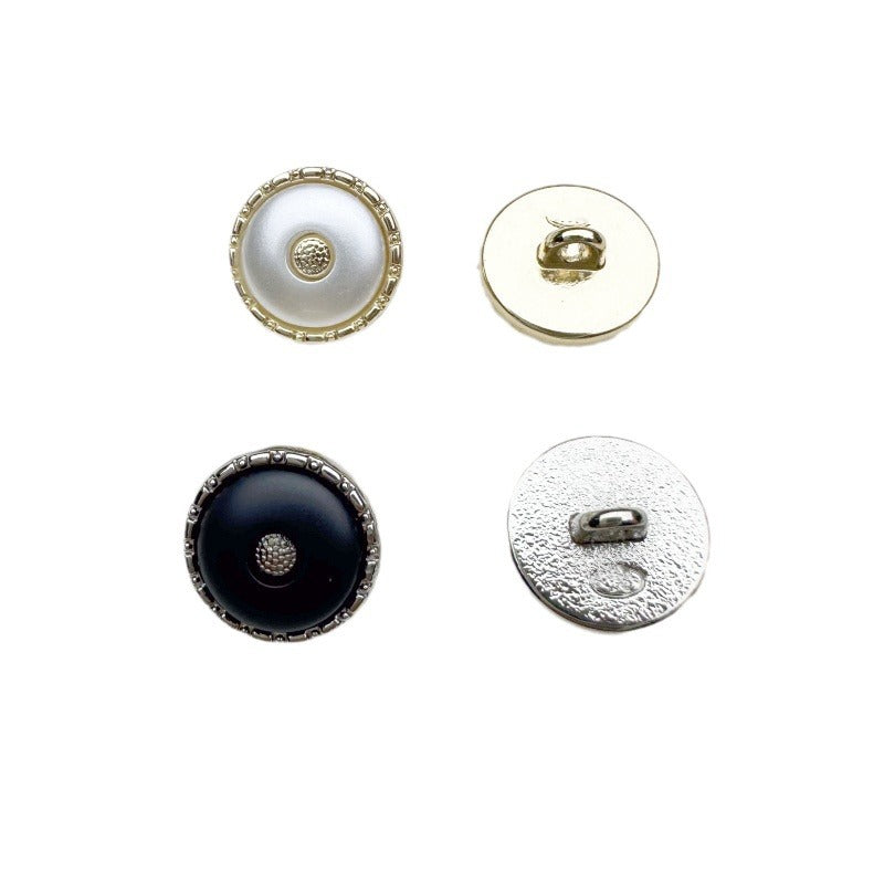 12.5MM Gold-White/Silver-Black Round Resin Alloy Shank Buttons 20pcs