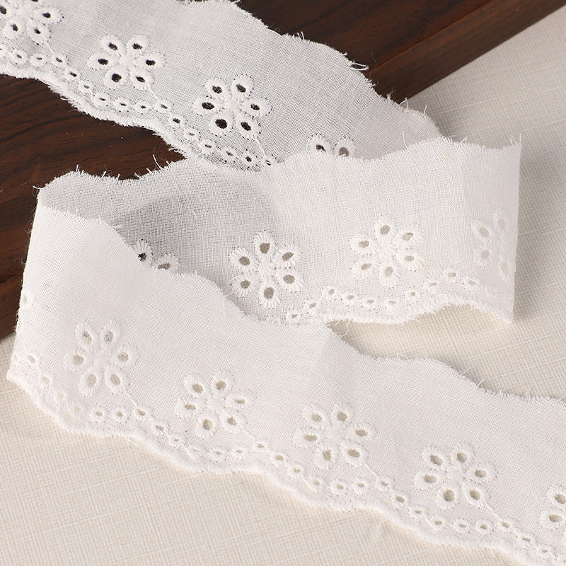 45/70mm Cotton Lace Trim with Embroidered Holes 20 Yards