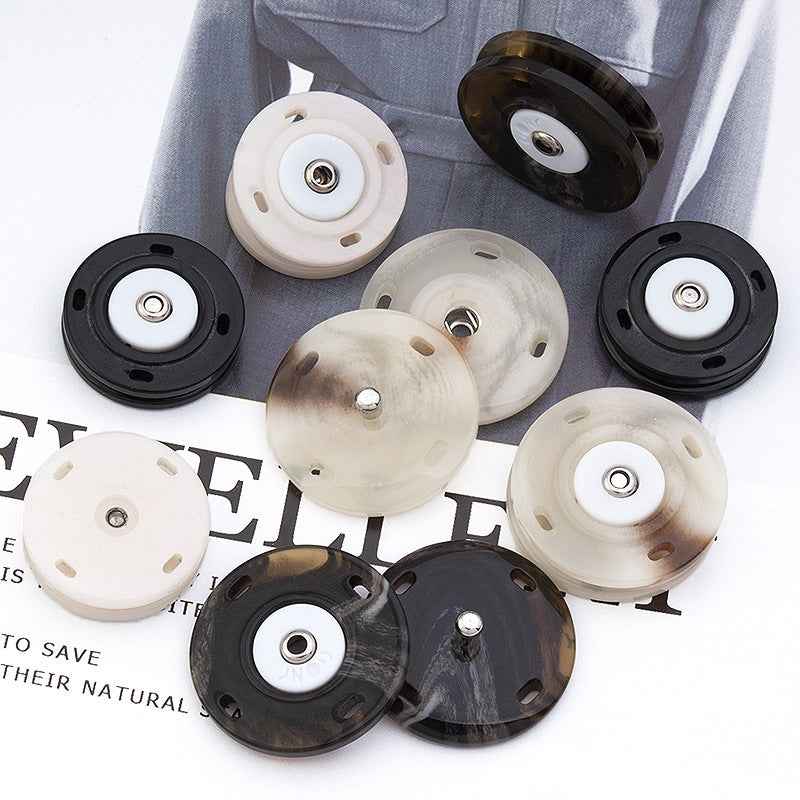 18/21/25mm Round Resin Hidden Snap Buttons 30PCS Pearl White/Beige