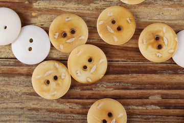 Natural Nut Round Flat 2-Hole Buttons – Artisan Vintage Style – Set of 20