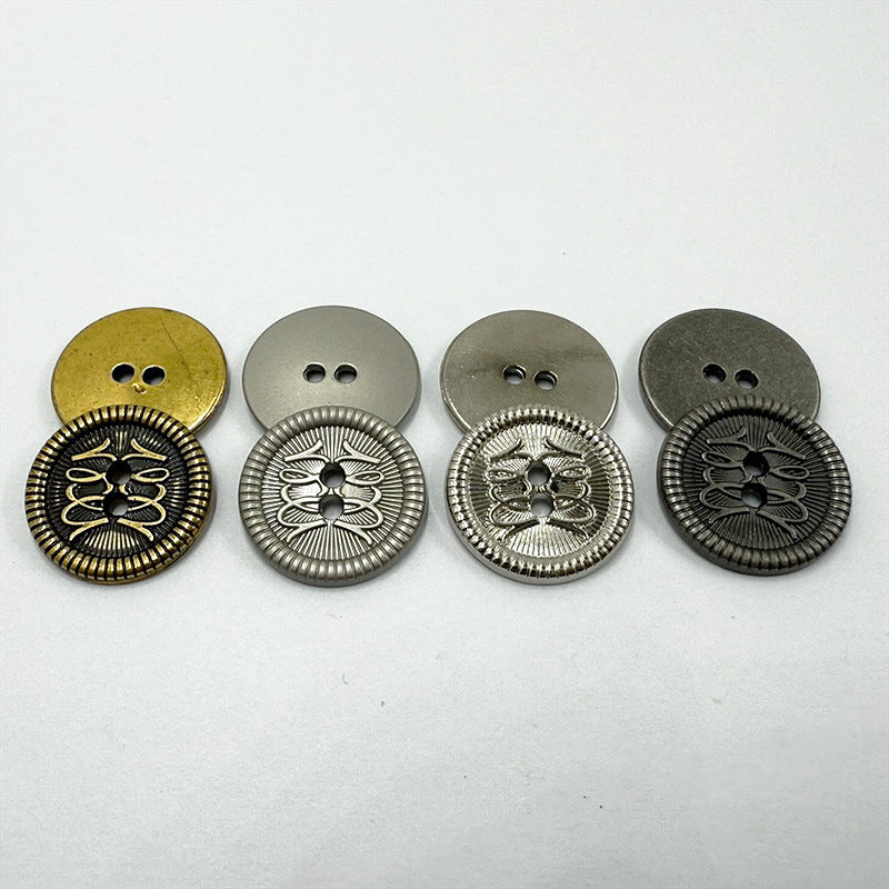 12/15/18mm Vintage Metal Buttons Two Holes for Coats Jackets 96 Pack