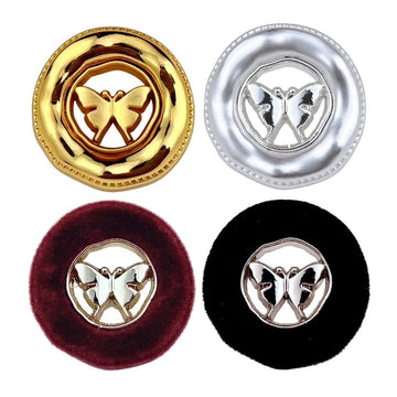 18/23mm Hollow Rolled Edge Butterfly Flocked Metal Button 12pcs