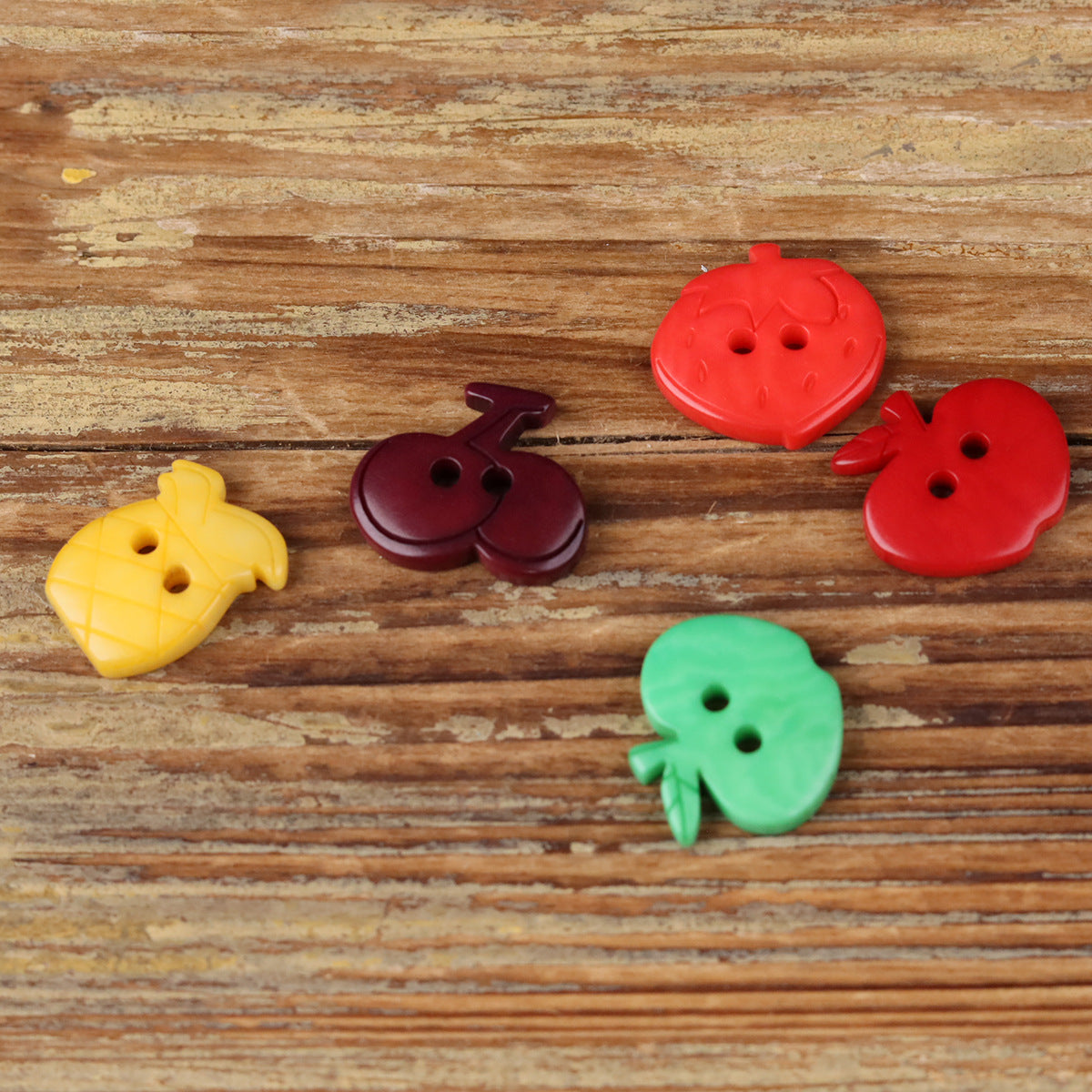 Natural Corozo Fruit Buttons – 18mm | Set of 30 | 5 Fruit Designs
