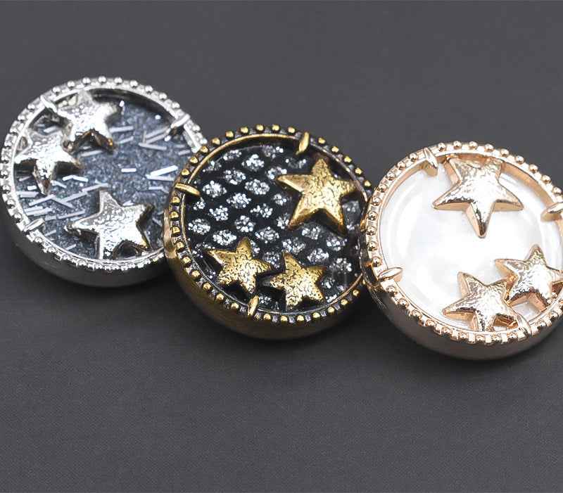 18/23mm Gold/Silver/Bronze Starry Sky Alloy Shank Buttons 10pcs