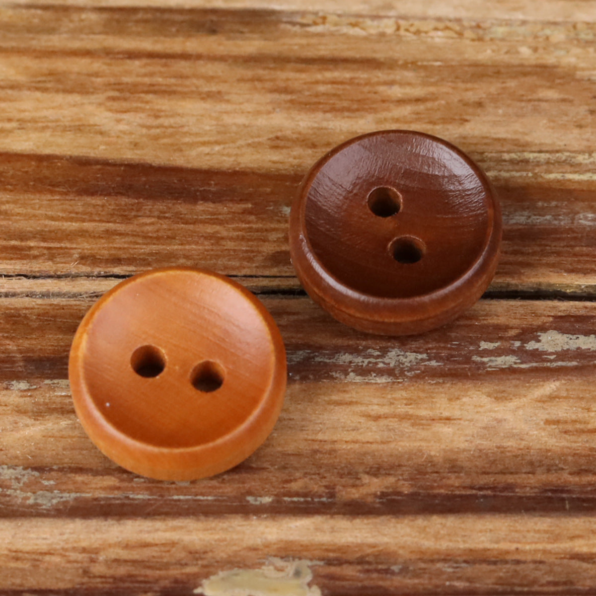 Brown Natural Wood Bowl-Shape 2-Hole Buttons – Set of 30
