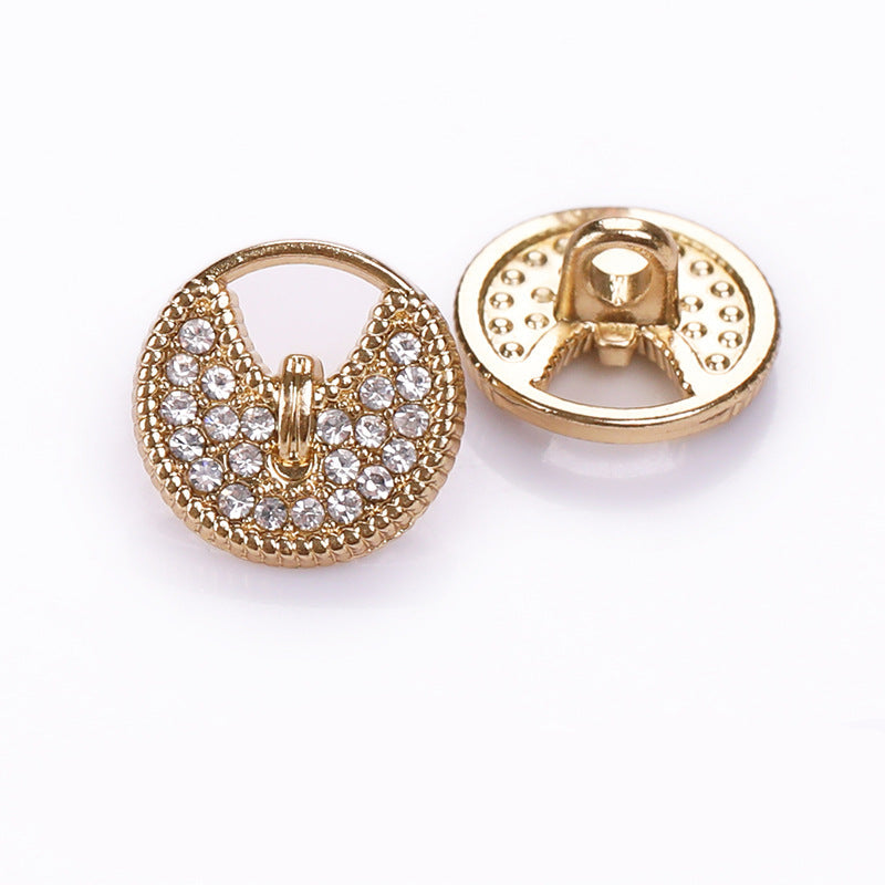 12mm Round Hollow Diamond-Encrusted Metal Shank Buttons – 20Pcs