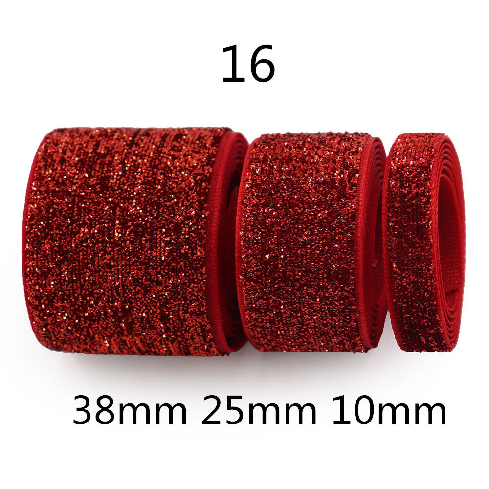 10/25/38mm Gradiens Chenille Szalag Csillogással 3 Méret Csomag