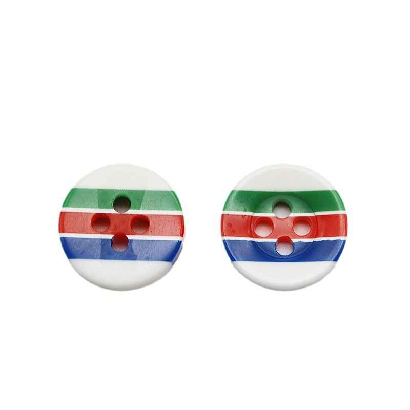 12mm Round 4-Hole Candy Color Striped Resin Buttons 100pcs