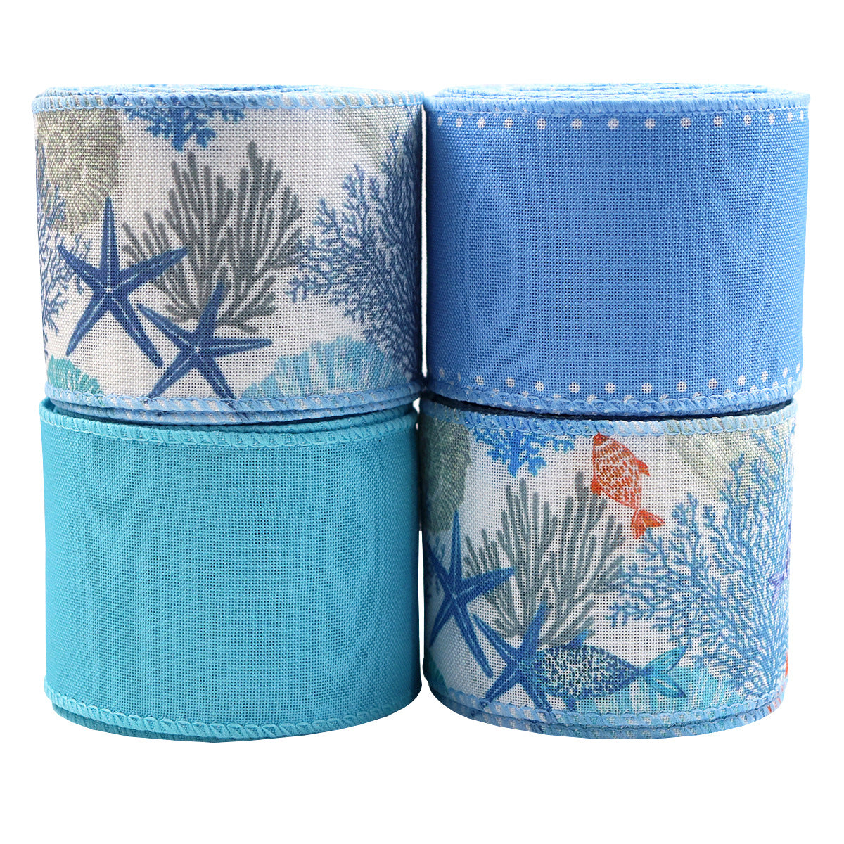63mm/2.5 tuuman sininen koralliriutta grosgrain-nauha, jossa on langallinen reuna, 4 pakkausta
