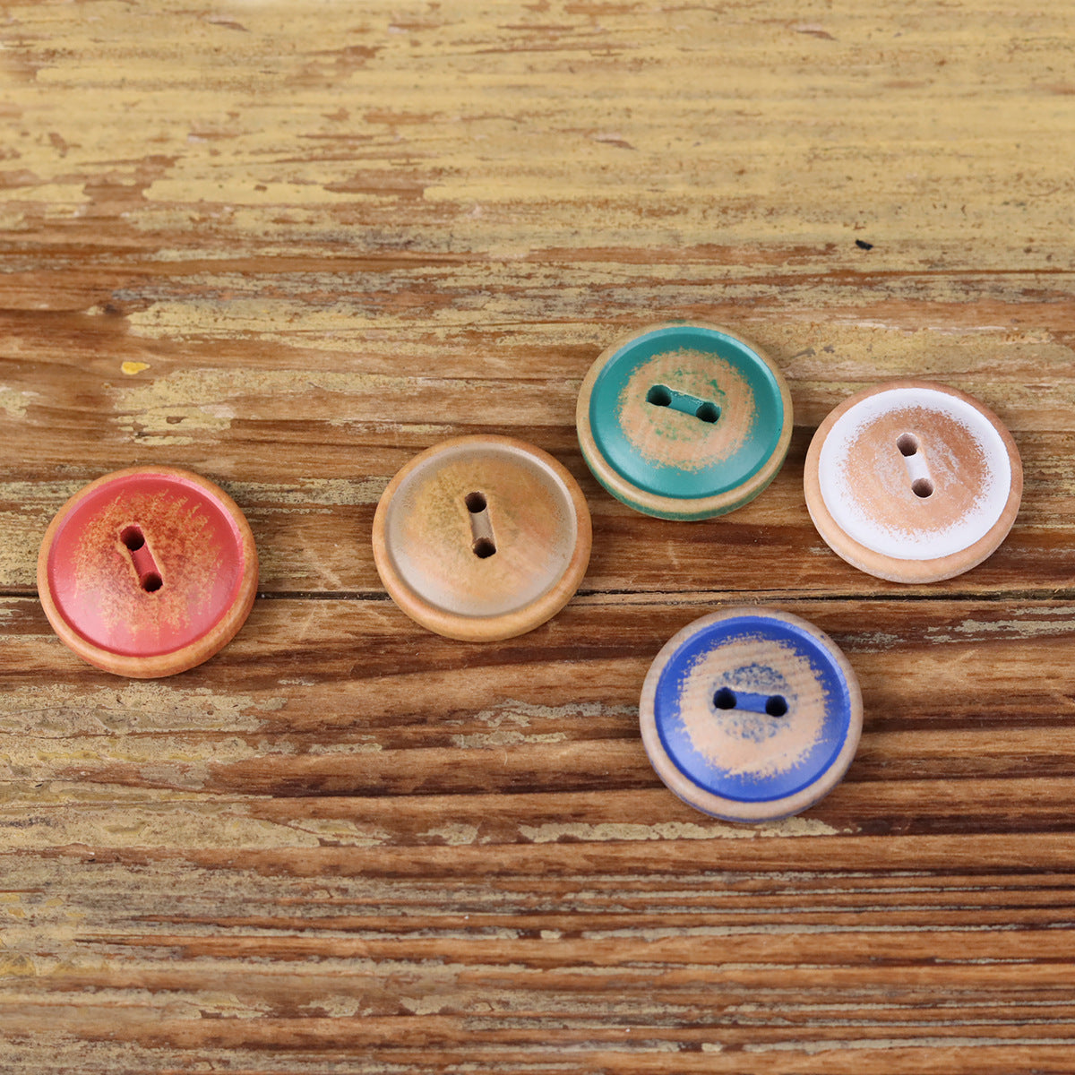 Round Wood 2-Hole Buttons 30pcs for Children's Clothing Cotton Shirts Coats