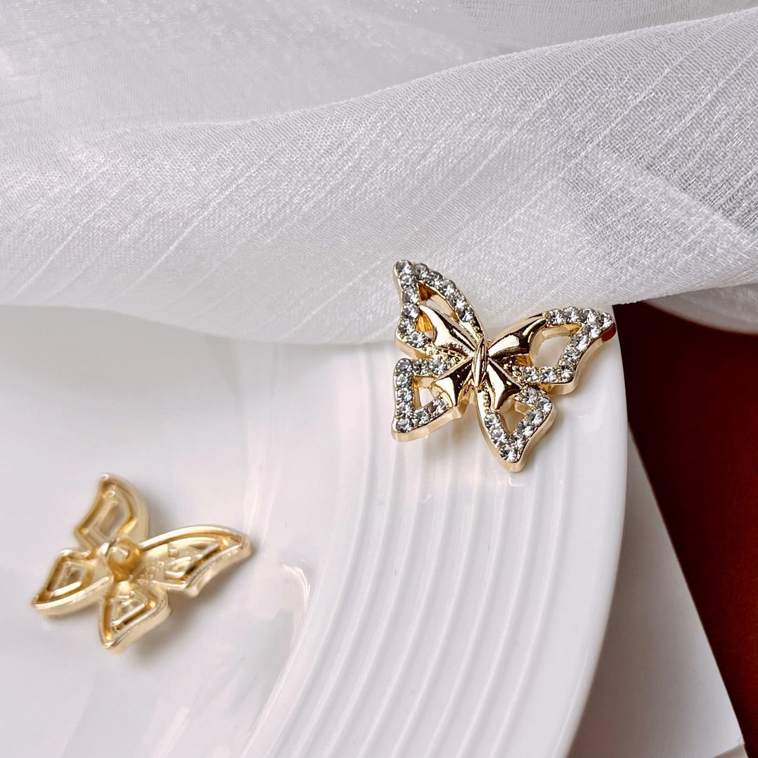 Luxury Rhinestone Butterfly Metal Shank Buttons for Women Coat 12pcs