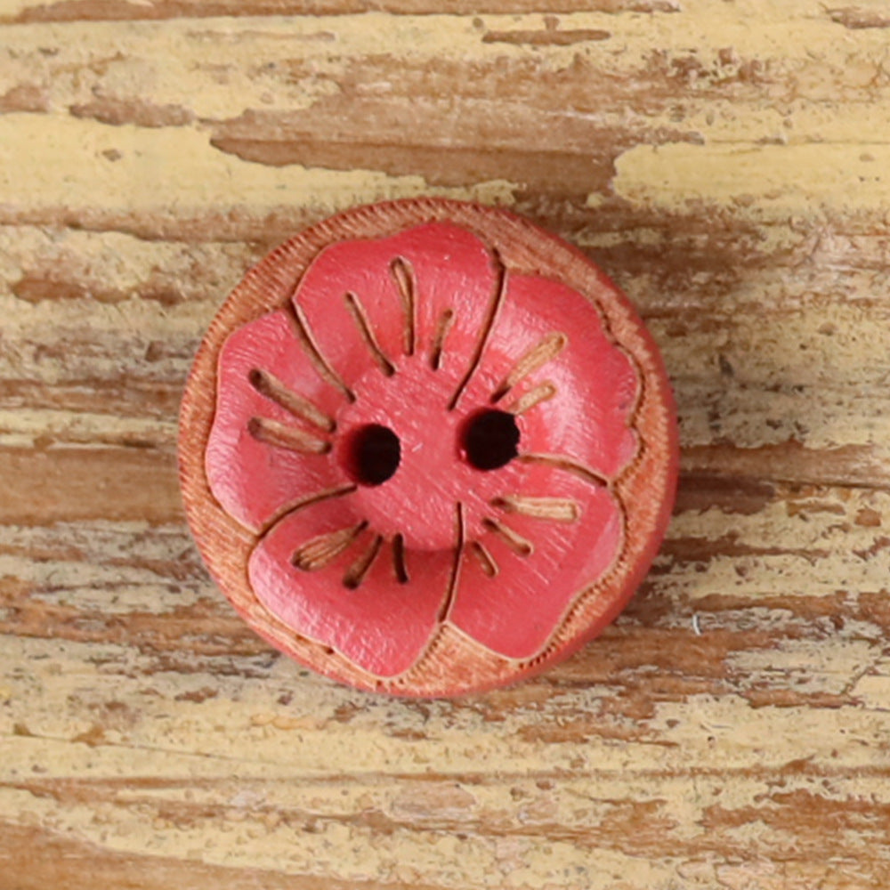 Vintage Floral Pattern Round 2-Hole Wood Buttons – Set of 30