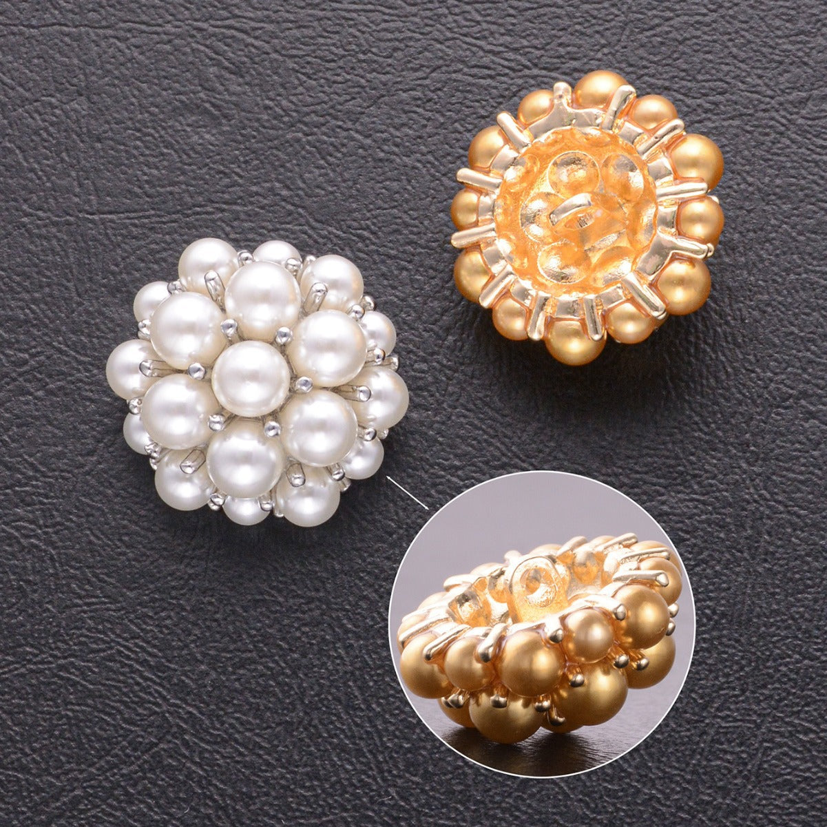 Floral 3D Pearl Hand-Sewing Decorative Metal Buttons 10 Pack