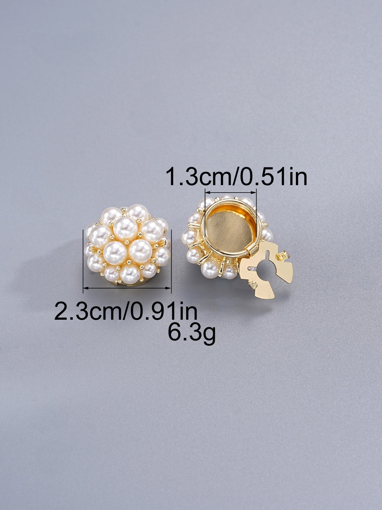 36L 23.0mm Pearl Flower Metal Clamp Decorative Buttons 3 Pack