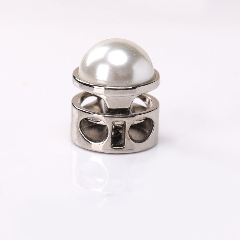 Pearl Texture Grenade Two-Hole Cylinder Metal Spring Drawstring Cord Lock – 20Pcs