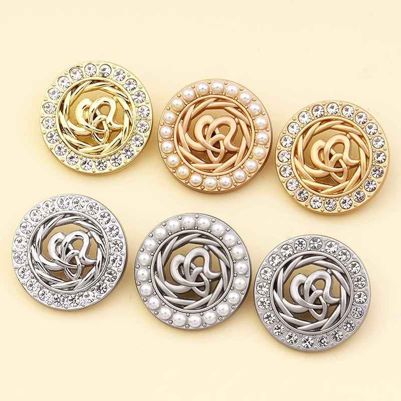 18-25mm Rhinestone/Pearl Coat Shank Buttons for Women's Blazers 24pcs
