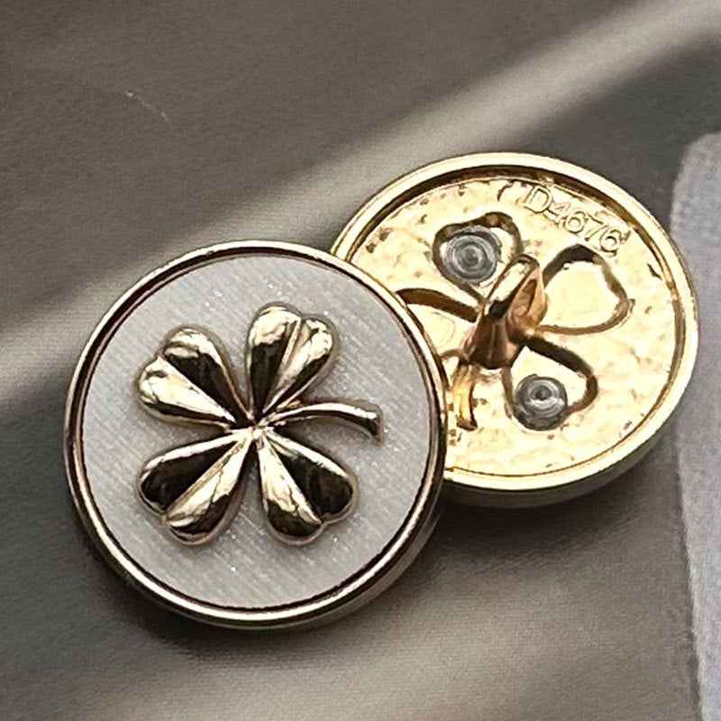 28L/32L/36L Two-Tone Clover Metal Shank Buttons 12PCS