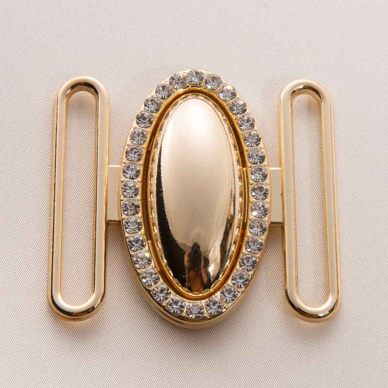 Oval Crystal-Studded Belt Buckle Set Adjustable Metal Clasps 20pcs