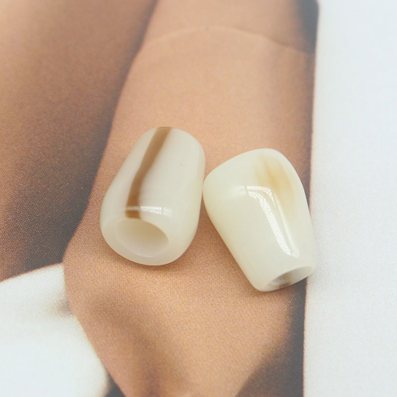 Pearlescent Resin Kord-Endkappen mit großem Loch, beige/cremefarben, 2 Stück