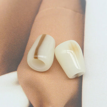 Pearlescent Resin Kord-Endkappen mit großem Loch, beige/cremefarben, 2 Stück