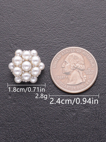 Floral 3D Pearl Hand-Sewing Decorative Metal Buttons 10 Pack