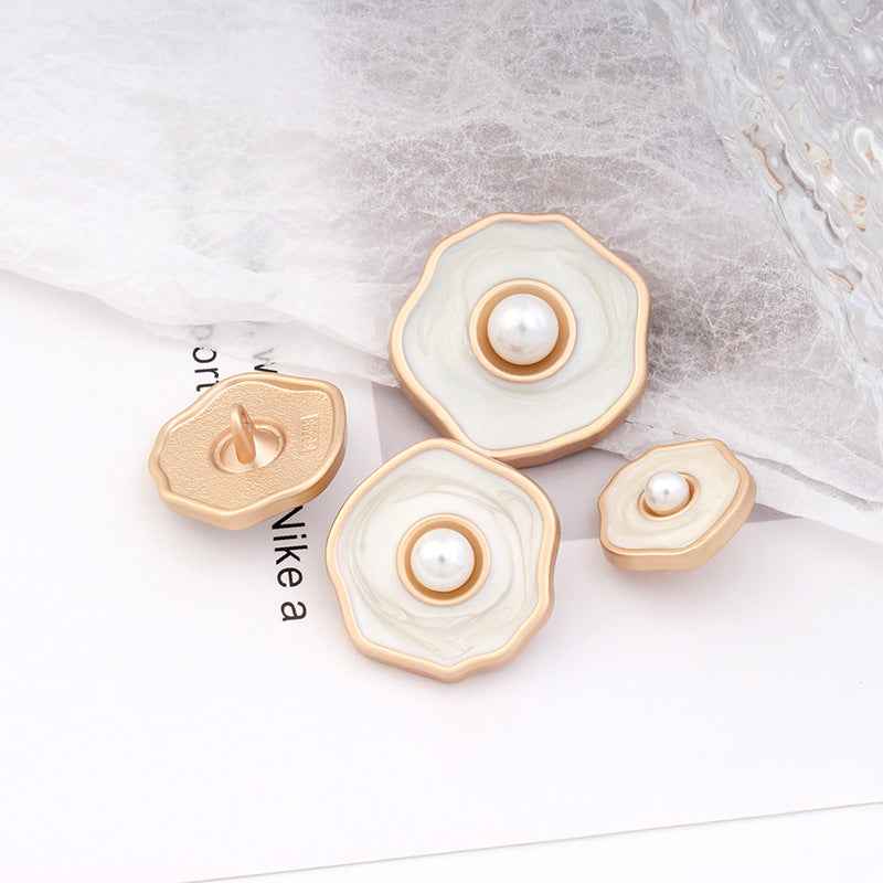 White Pearl Alloy Shank Buttons 18mm/23mm/25mm/30mm for Women's Coats
