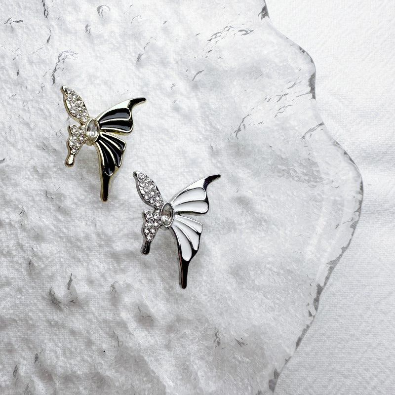 25mm Gold-Black Silver-White Diamond Butterfly Metal Buttons 12 Pack