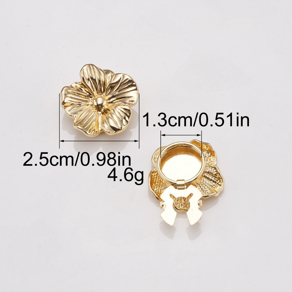 25mm Flower-Shaped Zinc Alloy Pearl Detachable Clamp Buttons 6 Pack