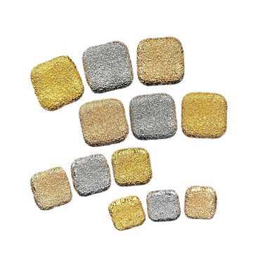 Gold & Silver Square Matte Textured Metal Shank Buttons 20-Piece