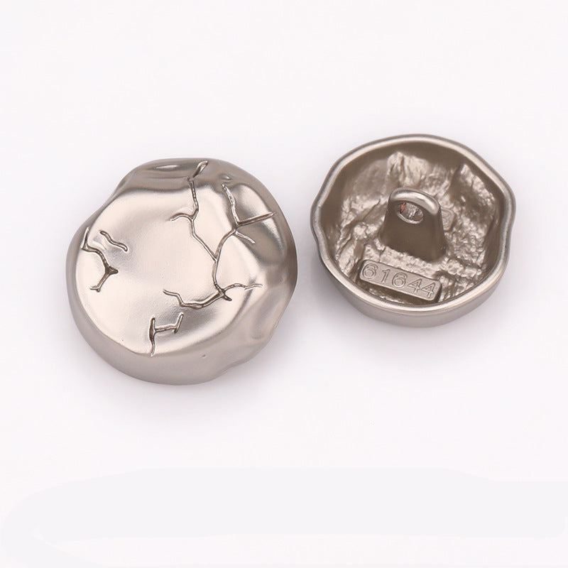 Concave Crackle Metal Shank Buttons Set of 20,Sand Gold Silver Bronze