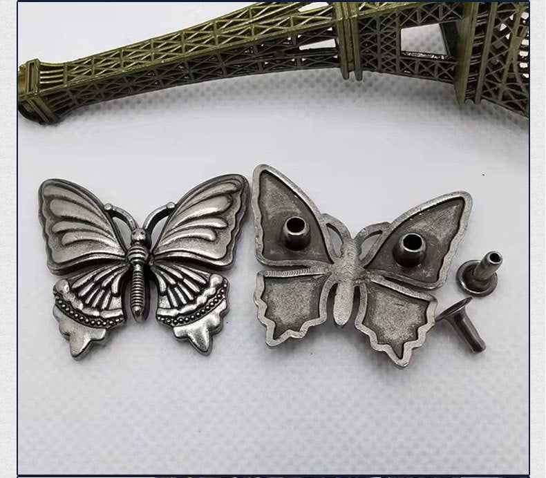 Antique Silver Butterfly Rivets Decorative Metal Stud Buttons 30PCS