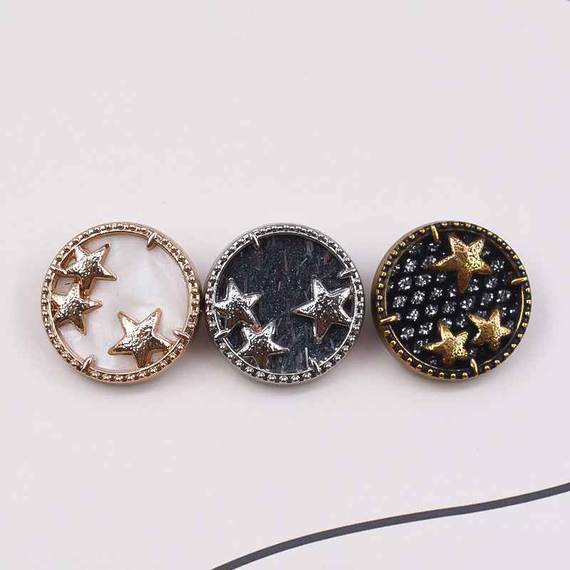 18/23mm Gold/Silver/Bronze Starry Sky Alloy Shank Buttons 10pcs