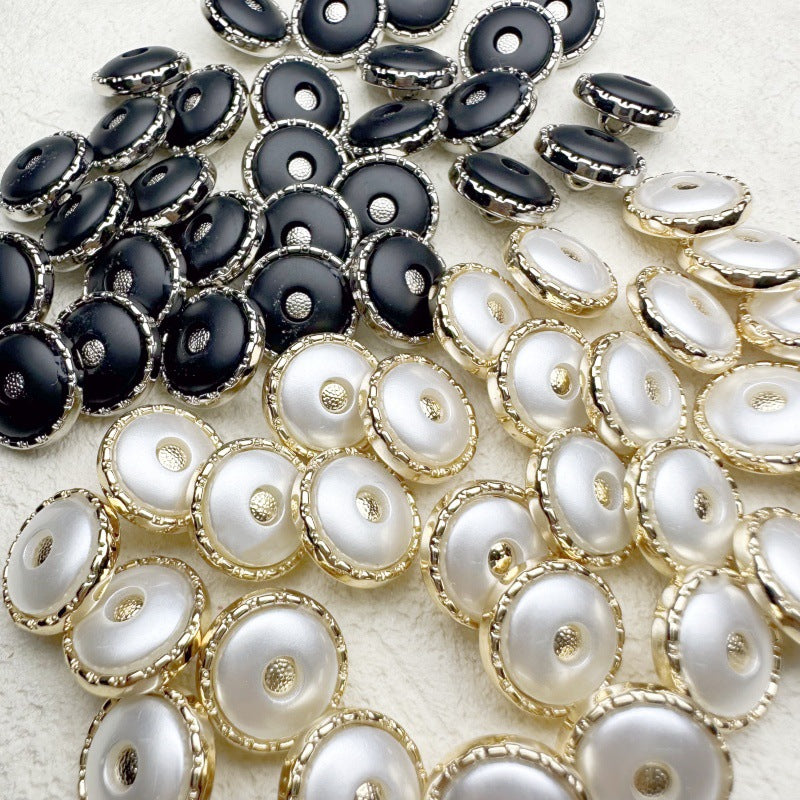 12.5MM Gold-White/Silver-Black Round Resin Alloy Shank Buttons 20pcs