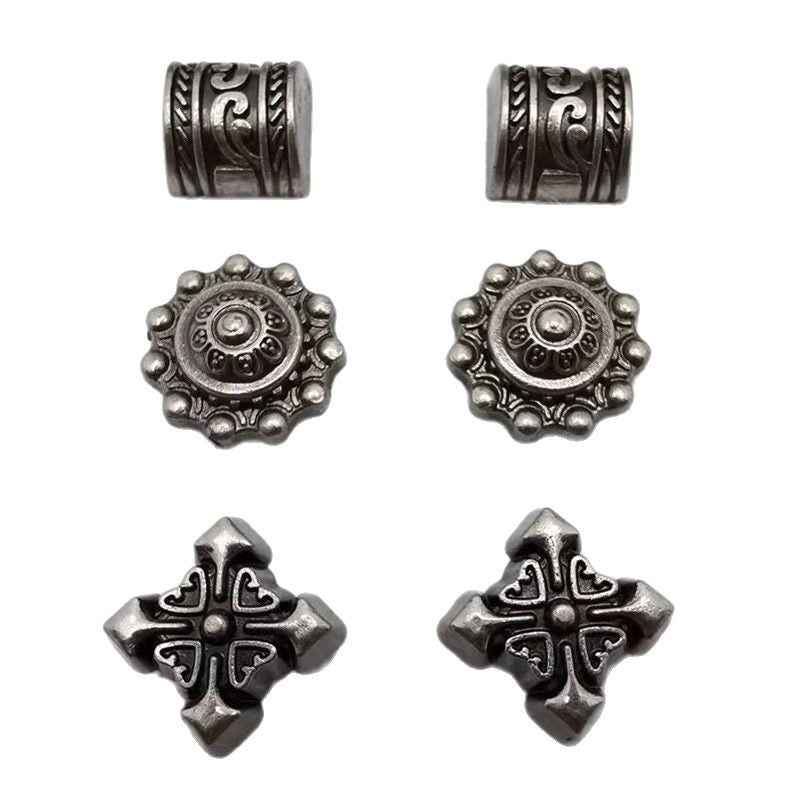 Vintage Silver Cross Flower Rivets Punk Gothic DIY Studs 30 Pack