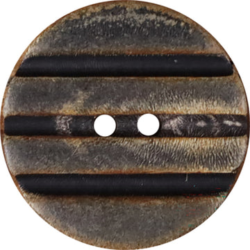 Grooved 2-Hole Natural Horn Buttons | Distressed Artisan Coat Buttons | Pack of 20