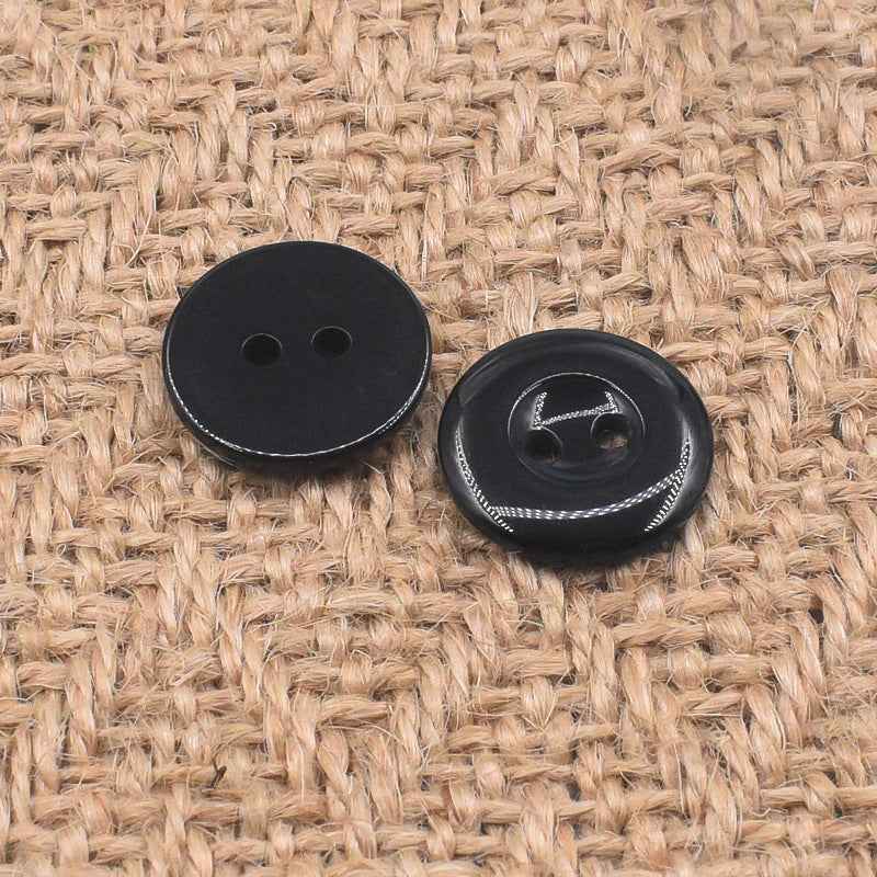 Round 2-Hole Black White Resin Buttons for Universal Uniform 100 Pack