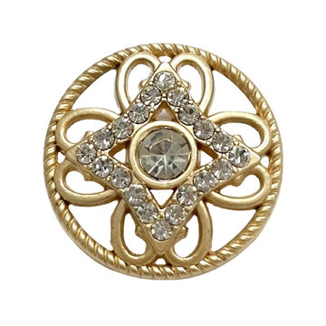 18-25mm Mist Gold Round Hollow Flower Rhinestone Metal Button 20pcs