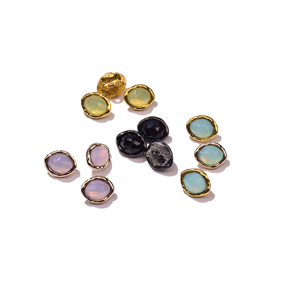 11x14mm Marquise-Shaped Protein Resin Metal Blouse Buttons 12-Pack