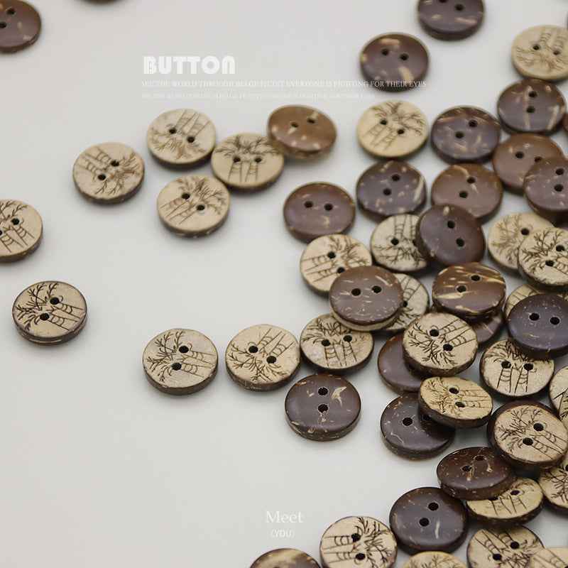 13mm Round 2-Hole Coconut Shell Buttons 100pcs